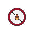 No expose flammable liquids filled outline icon