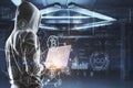No face hacker at digital blockchain interface Royalty Free Stock Photo