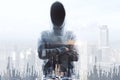 No face hacker and financial chart