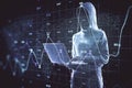 No face hacker using laptop