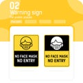 No face mask no entry sign with flat style isolated on white background. Warning or caution covid-19 sign. Vector symbol icon Royalty Free Stock Photo