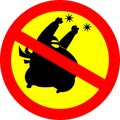 No fat Japanese ninja warning sign vector graphics illustration