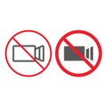 No filming line and glyph icon, prohibition Royalty Free Stock Photo