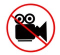 No filming, no video camera allowed. Prohibition sign.