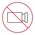 No filming thin line icon, prohibition forbidden Royalty Free Stock Photo