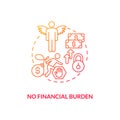 No financial burden red gradient concept icon