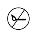 No fire icon vector isolated on white background, No fire sign Royalty Free Stock Photo