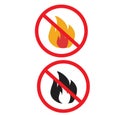 No fire icon on white background. no open flame sign. forbidden fire symbol. flat style Royalty Free Stock Photo