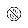 No fire line icon, warning prohibition sign