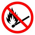 No Fire, No Matches or Open Flame Sign Royalty Free Stock Photo