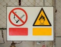 No fire sign and Fire warning signs Royalty Free Stock Photo