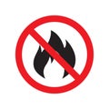 No fire sign icon. Hazard symbol. Vector illustration Royalty Free Stock Photo