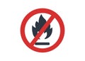 No fire sign icon on white background.