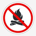 No Fire Sign. Sign Prohibiting Open Flames. Strikethrough Bonfire Royalty Free Stock Photo