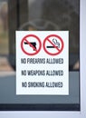 No Firearms Weapons Smoking