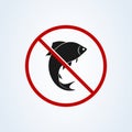 No Fish sign icon isolated on white background. Vector illustration