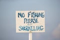 No fishing please go snorkeling sign Royalty Free Stock Photo