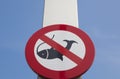 No fishing sign attached to white pole