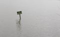 No fishing sign on calm lake or pond with space for copy