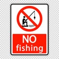 symbol no fishing sign label on transparent background