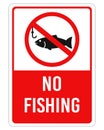 No fishing, sign. Sign prohibiting fishing in this place. Environmental protection. Vector illustration