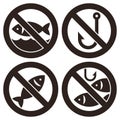 No fishing sign set. No fishing allowed sign Royalty Free Stock Photo