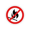 No flames sign. Vector illustration of prohibition sign with burning match symbol on white background Royalty Free Stock Photo