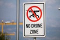 No-fly zone - drone fly forbiden - sign near the airport in Tivat