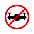 No fly zone icon. Copter launch forbidden - no air drone allowed sign, quadrocopter flight banned
