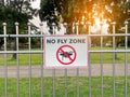 No fly zone sign. Drone flight not allowed. drone restricted area Royalty Free Stock Photo