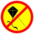 No flying kites area warning sign vector illustration