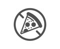 No food allowed icon. Salami pizza sign. Vector