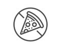 No food allowed line icon. Salami pizza sign. Vector