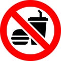 No food and drink forbidden sign, modern round sticker