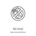 no food icon vector from signal and prohibitions collection. Thin line no food outline icon vector illustration. Linear symbol for