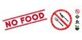 No Food Mosaic and Distress No Food Stamp Seal with Lines Royalty Free Stock Photo