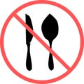 No food sign or fasting time flat vector icon isolated in white background for apps mobile, print and websites. Warning label.