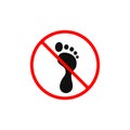 No Foot prints sign. No footprint icon. Vector isolated simple sign Royalty Free Stock Photo