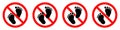 No foot step sign. No barefoot sign. Prohibited footprint icon. Vector illustration Royalty Free Stock Photo