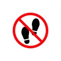 No foot step sign, no footprint icon. Vector prohibited simple illustration Royalty Free Stock Photo