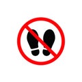 No foot step sign. Vector prohibited sign, flat illustration