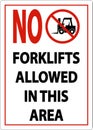 No Forklifts Allowed In This Area Sign On White Background