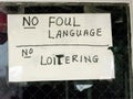 No Foul Language, No Loitering Royalty Free Stock Photo