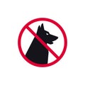 No fouling dog prohibited sign, no walk forbidden modern round sticker, vector illustration