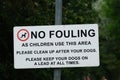 No fouling sign for dog owners to protect health and environment. Royalty Free Stock Photo