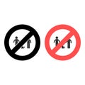 No friends are walking a dog icon. Simple glyph, flat vector of friendship ban, prohibition, embargo, interdict, forbiddance icons Royalty Free Stock Photo