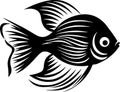 Angelfish - black and white vector illustration