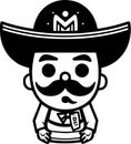 Mexican - black and white isolated icon - vector illustration Royalty Free Stock Photo