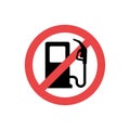 No fuel icon. Red prohibition sign. No gas pump sign. Not allowed. Royalty Free Stock Photo