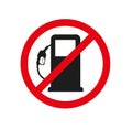 No fuel station or no gas pump sign vector illustration. Red circle board Royalty Free Stock Photo